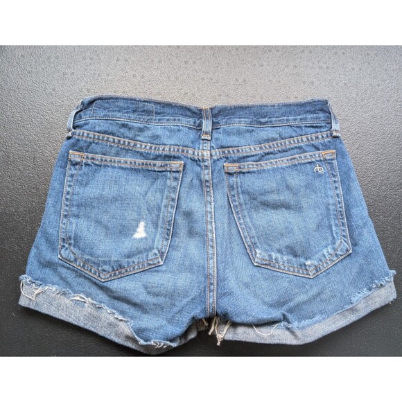 Rag & Bone Women Short Denim Distressed Cuffed Low Rise Color Woodstock Size 23 - Picture 2 of 11